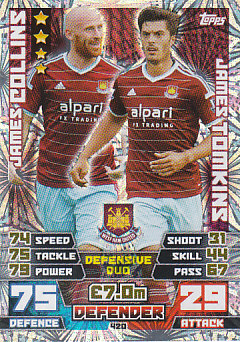 Collins Tomkins West Ham United 2014/15 Topps Match Attax Duo #420